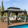 image:imageYITAHOME 10x10ft Hardtop Gazebo with Nettings and Curtains Heavy Duty Double Roof Galvanized Steel Outdoor Combined of Horizontal Vertical Stripes Roof for Patio Backyard Deck Lawn BronzeGray