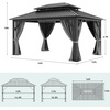 image:imageYITAHOME 10x10ft Hardtop Gazebo with Nettings and Curtains Heavy Duty Double Roof Galvanized Steel Outdoor Combined of Horizontal Vertical Stripes Roof for Patio Backyard Deck Lawn BronzeGray