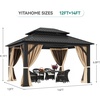 image:imageYITAHOME 10x10ft Hardtop Gazebo with Nettings and Curtains Heavy Duty Double Roof Galvanized Steel Outdoor Combined of Horizontal Vertical Stripes Roof for Patio Backyard Deck Lawn BronzeBrown