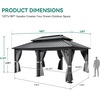 image:imageYITAHOME 10x10ft Hardtop Gazebo with Nettings and Curtains Heavy Duty Double Roof Galvanized Steel Outdoor Combined of Horizontal Vertical Stripes Roof for Patio Backyard Deck Lawn BronzeGray