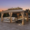 image:imageYITAHOME 10x10ft Hardtop Gazebo with Nettings and Curtains Heavy Duty Double Roof Galvanized Steel Outdoor Combined of Horizontal Vertical Stripes Roof for Patio Backyard Deck Lawn BronzeBronze
