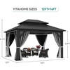 image:imageYITAHOME 10x10ft Hardtop Gazebo with Nettings and Curtains Heavy Duty Double Roof Galvanized Steel Outdoor Combined of Horizontal Vertical Stripes Roof for Patio Backyard Deck Lawn BronzeGray