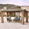 image:imageYITAHOME 10x10ft Hardtop Gazebo with Nettings and Curtains Heavy Duty Double Roof Galvanized Steel Outdoor Combined of Horizontal Vertical Stripes Roof for Patio Backyard Deck Lawn BronzeBronze