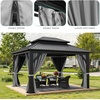 image:imageYITAHOME 10x10ft Hardtop Gazebo with Nettings and Curtains Heavy Duty Double Roof Galvanized Steel Outdoor Combined of Horizontal Vertical Stripes Roof for Patio Backyard Deck Lawn BronzeGray