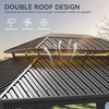 image:imageYITAHOME 10x10ft Hardtop Gazebo with Nettings and Curtains Heavy Duty Double Roof Galvanized Steel Outdoor Combined of Horizontal Vertical Stripes Roof for Patio Backyard Deck Lawn BronzeGray