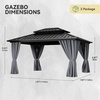 image:imageYITAHOME 10x10ft Hardtop Gazebo with Nettings and Curtains Heavy Duty Double Roof Galvanized Steel Outdoor Combined of Horizontal Vertical Stripes Roof for Patio Backyard Deck Lawn BronzeGray