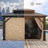 image:imageYITAHOME 10x10ft Hardtop Gazebo with Nettings and Curtains Heavy Duty Double Roof Galvanized Steel Outdoor Combined of Horizontal Vertical Stripes Roof for Patio Backyard Deck Lawn BronzeBrown