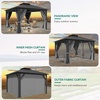 image:imageYITAHOME 10x10ft Hardtop Gazebo with Nettings and Curtains Heavy Duty Double Roof Galvanized Steel Outdoor Combined of Horizontal Vertical Stripes Roof for Patio Backyard Deck Lawn BronzeGray
