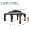 image:imageYITAHOME 10x10ft Hardtop Gazebo with Nettings and Curtains Heavy Duty Double Roof Galvanized Steel Outdoor Combined of Horizontal Vertical Stripes Roof for Patio Backyard Deck Lawn BronzeBrown