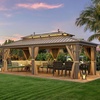 image:imageYITAHOME 10x10ft Hardtop Gazebo with Nettings and Curtains Heavy Duty Double Roof Galvanized Steel Outdoor Combined of Horizontal Vertical Stripes Roof for Patio Backyard Deck Lawn BronzeBronze