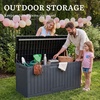 image:imageYITAHOME 31 Gallon Outdoor Storage Box Resin Deck Box and Waterproof Package Delivery Box for Gardening Tools Pool Supplies Patio Furniture Lockable BlackDark Gray