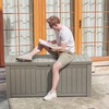 image:imageYITAHOME 31 Gallon Outdoor Storage Box Resin Deck Box and Waterproof Package Delivery Box for Gardening Tools Pool Supplies Patio Furniture Lockable BlackLight Brown
