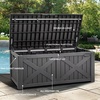 image:imageYITAHOME 31 Gallon Outdoor Storage Box Resin Deck Box and Waterproof Package Delivery Box for Gardening Tools Pool Supplies Patio Furniture Lockable BlackDark Gray