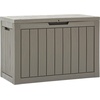 image:imageYITAHOME 31 Gallon Outdoor Storage Box Resin Deck Box and Waterproof Package Delivery Box for Gardening Tools Pool Supplies Patio Furniture Lockable BlackTaupe