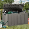 image:imageYITAHOME 31 Gallon Outdoor Storage Box Resin Deck Box and Waterproof Package Delivery Box for Gardening Tools Pool Supplies Patio Furniture Lockable BlackTaupe