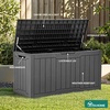 image:imageYITAHOME 31 Gallon Outdoor Storage Box Resin Deck Box and Waterproof Package Delivery Box for Gardening Tools Pool Supplies Patio Furniture Lockable BlackDark Gray