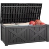 image:imageYITAHOME 31 Gallon Outdoor Storage Box Resin Deck Box and Waterproof Package Delivery Box for Gardening Tools Pool Supplies Patio Furniture Lockable BlackDark Gray