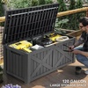 image:imageYITAHOME 31 Gallon Outdoor Storage Box Resin Deck Box and Waterproof Package Delivery Box for Gardening Tools Pool Supplies Patio Furniture Lockable BlackDark Gray