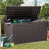 image:imageYITAHOME 31 Gallon Outdoor Storage Box Resin Deck Box and Waterproof Package Delivery Box for Gardening Tools Pool Supplies Patio Furniture Lockable BlackDark Brown