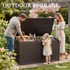 image:imageYITAHOME 32 Gallon Deck Box Resin Storage with Lockable Lid amp Side Handles Indoor Outdoor Small Container for Patio Cushion Garden Pool Accessories Backyard Furniture Water ResistantBrown