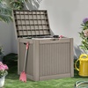 image:imageYITAHOME 32 Gallon Deck Box Resin Storage with Lockable Lid amp Side Handles Indoor Outdoor Small Container for Patio Cushion Garden Pool Accessories Backyard Furniture Water ResistantBrown