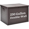 image:imageYITAHOME 32 Gallon Deck Box Resin Storage with Lockable Lid amp Side Handles Indoor Outdoor Small Container for Patio Cushion Garden Pool Accessories Backyard Furniture Water ResistantBrown