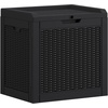 image:imageYITAHOME 32 Gallon Rattan Deck Box Indoor Outdoor Storage Box for Patio Furniture Pool Accessories Cushions Garden Tools Sports Equipment Waterproof Resin with Lockable Lid amp Side HandlesBrownBlack