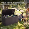 image:imageYITAHOME 32 Gallon Rattan Deck Box Indoor Outdoor Storage Box for Patio Furniture Pool Accessories Cushions Garden Tools Sports Equipment Waterproof Resin with Lockable Lid amp Side HandlesBrownDark Brown