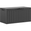 image:imageYITAHOME 32 Gallon Rattan Deck Box Indoor Outdoor Storage Box for Patio Furniture Pool Accessories Cushions Garden Tools Sports Equipment Waterproof Resin with Lockable Lid amp Side HandlesBrownDark Gray