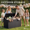 image:imageYITAHOME 32 Gallon Rattan Deck Box Indoor Outdoor Storage Box for Patio Furniture Pool Accessories Cushions Garden Tools Sports Equipment Waterproof Resin with Lockable Lid amp Side HandlesBrownBlack