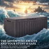 image:imageYITAHOME 32 Gallon Rattan Deck Box Indoor Outdoor Storage Box for Patio Furniture Pool Accessories Cushions Garden Tools Sports Equipment Waterproof Resin with Lockable Lid amp Side HandlesBrownDark Brown