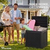 image:imageYITAHOME 32 Gallon Rattan Deck Box Indoor Outdoor Storage Box for Patio Furniture Pool Accessories Cushions Garden Tools Sports Equipment Waterproof Resin with Lockable Lid amp Side HandlesBrownBlack