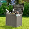 image:imageYITAHOME 32 Gallon Rattan Deck Box Indoor Outdoor Storage Box for Patio Furniture Pool Accessories Cushions Garden Tools Sports Equipment Waterproof Resin with Lockable Lid amp Side HandlesBrownBrown