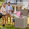 image:imageYITAHOME 32 Gallon Rattan Deck Box Indoor Outdoor Storage Box for Patio Furniture Pool Accessories Cushions Garden Tools Sports Equipment Waterproof Resin with Lockable Lid amp Side HandlesBrownBrown