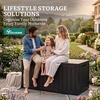 image:imageYITAHOME 32 Gallon Rattan Deck Box Indoor Outdoor Storage Box for Patio Furniture Pool Accessories Cushions Garden Tools Sports Equipment Waterproof Resin with Lockable Lid amp Side HandlesBrownBlack