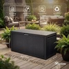 image:imageYITAHOME 32 Gallon Rattan Deck Box Indoor Outdoor Storage Box for Patio Furniture Pool Accessories Cushions Garden Tools Sports Equipment Waterproof Resin with Lockable Lid amp Side HandlesBrownBlack
