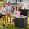 image:imageYITAHOME 32 Gallon Rattan Deck Box Indoor Outdoor Storage Box for Patio Furniture Pool Accessories Cushions Garden Tools Sports Equipment Waterproof Resin with Lockable Lid amp Side HandlesBrownBlack