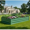 image:imageYITAHOME 8x4x2ft 2pcs Large Raised Garden Bed Galvanized Metal Planter Box with Gloves Ground Nails Support Rod amp Safety Rubber Outdoor Above Ground Planters for Plants Vegetables Flowers SilverGreen