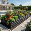 image:imageYITAHOME 8x4x2ft 2pcs Large Raised Garden Bed Galvanized Metal Planter Box with Gloves Ground Nails Support Rod amp Safety Rubber Outdoor Above Ground Planters for Plants Vegetables Flowers SilverBlack