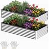 image:imageYITAHOME 8x4x2ft 2pcs Large Raised Garden Bed Galvanized Metal Planter Box with Gloves Ground Nails Support Rod amp Safety Rubber Outdoor Above Ground Planters for Plants Vegetables Flowers SilverSilver