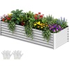 image:imageYITAHOME 8x4x2ft 2pcs Large Raised Garden Bed Galvanized Metal Planter Box with Gloves Ground Nails Support Rod amp Safety Rubber Outdoor Above Ground Planters for Plants Vegetables Flowers SilverSilver