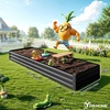 image:imageYITAHOME 8x4x2ft 2pcs Large Raised Garden Bed Galvanized Metal Planter Box with Gloves Ground Nails Support Rod amp Safety Rubber Outdoor Above Ground Planters for Plants Vegetables Flowers SilverBlack
