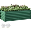 image:imageYITAHOME 8x4x2ft 2pcs Large Raised Garden Bed Galvanized Metal Planter Box with Gloves Ground Nails Support Rod amp Safety Rubber Outdoor Above Ground Planters for Plants Vegetables Flowers SilverGreen
