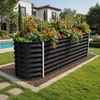 image:imageYITAHOME 8x4x2ft 2pcs Large Raised Garden Bed Galvanized Metal Planter Box with Gloves Ground Nails Support Rod amp Safety Rubber Outdoor Above Ground Planters for Plants Vegetables Flowers SilverBlack