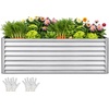 image:imageYITAHOME 8x4x2ft 2pcs Large Raised Garden Bed Galvanized Metal Planter Box with Gloves Ground Nails Support Rod amp Safety Rubber Outdoor Above Ground Planters for Plants Vegetables Flowers SilverSilver