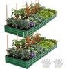 image:imageYITAHOME 8x4x2ft 2pcs Large Raised Garden Bed Galvanized Metal Planter Box with Gloves Ground Nails Support Rod amp Safety Rubber Outdoor Above Ground Planters for Plants Vegetables Flowers SilverGreen