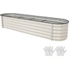 image:imageYITAHOME 8x4x2ft 2pcs Large Raised Garden Bed Galvanized Metal Planter Box with Gloves Ground Nails Support Rod amp Safety Rubber Outdoor Above Ground Planters for Plants Vegetables Flowers SilverCream Yellow