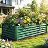 image:imageYITAHOME 8x4x2ft 2pcs Large Raised Garden Bed Galvanized Metal Planter Box with Gloves Ground Nails Support Rod amp Safety Rubber Outdoor Above Ground Planters for Plants Vegetables Flowers SilverGreen
