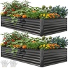 image:imageYITAHOME 8x4x2ft 2pcs Large Raised Garden Bed Galvanized Metal Planter Box with Gloves Ground Nails Support Rod amp Safety Rubber Outdoor Above Ground Planters for Plants Vegetables Flowers SilverBlack