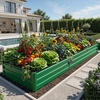 image:imageYITAHOME 8x4x2ft 2pcs Large Raised Garden Bed Galvanized Metal Planter Box with Gloves Ground Nails Support Rod amp Safety Rubber Outdoor Above Ground Planters for Plants Vegetables Flowers SilverGreen